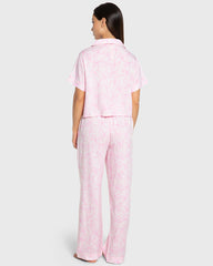 Isla & Evie Pink Bows Long Pant Pajama Set Light Pink / S