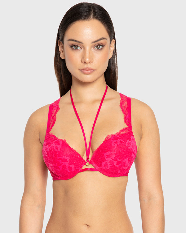Isla & Evie Bright Rose Double Push-Up Plunge Bra Bright Rose / 34B
