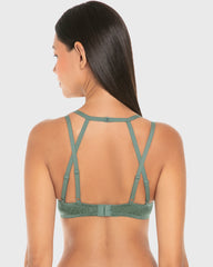 Isla & Evie Double Push up Plunge Bra Silver Pine Print / 34B
