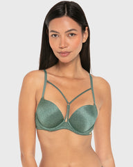 Isla & Evie Lightly Lined Plunge Bra Silver Pine Print / 34B