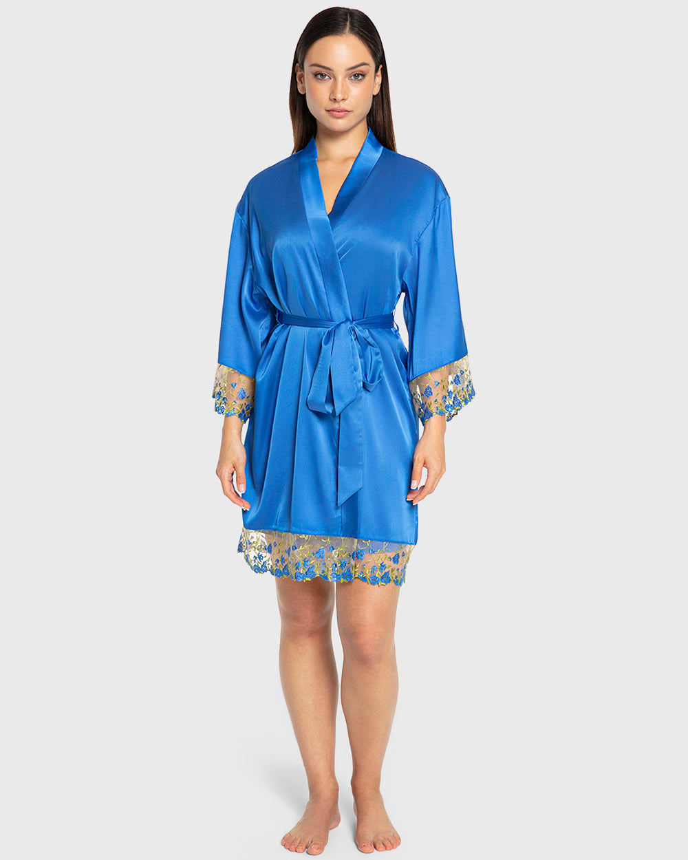Isla & Evie Princess Blue Satin Robe Princess Blue / S