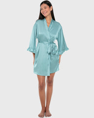 La Senza Isla And Evie Sexy Sleep Satin Robe Lingerie Reef Waters Reef Waters / S