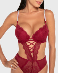 Isla & Evie Lace Wired Bodysuit Rumba Red / S