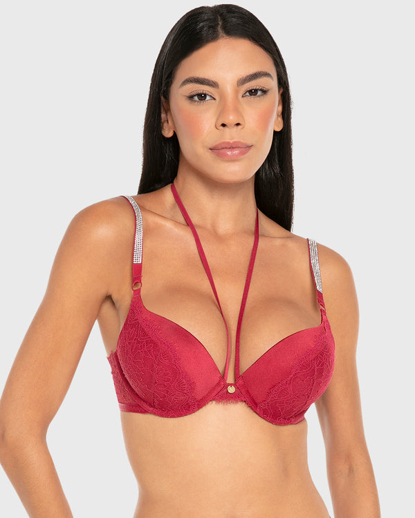Isla & Evie Wired Double Pushup Plunge Bra Rumba Red / 34B