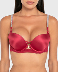Isla & Evie Wired Gel Padded Plunge Bra Rumba Red / 34B