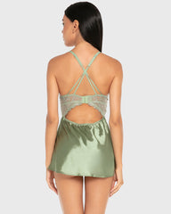 Isla & Evie Satin Wired Cupped Babydoll Sage / S