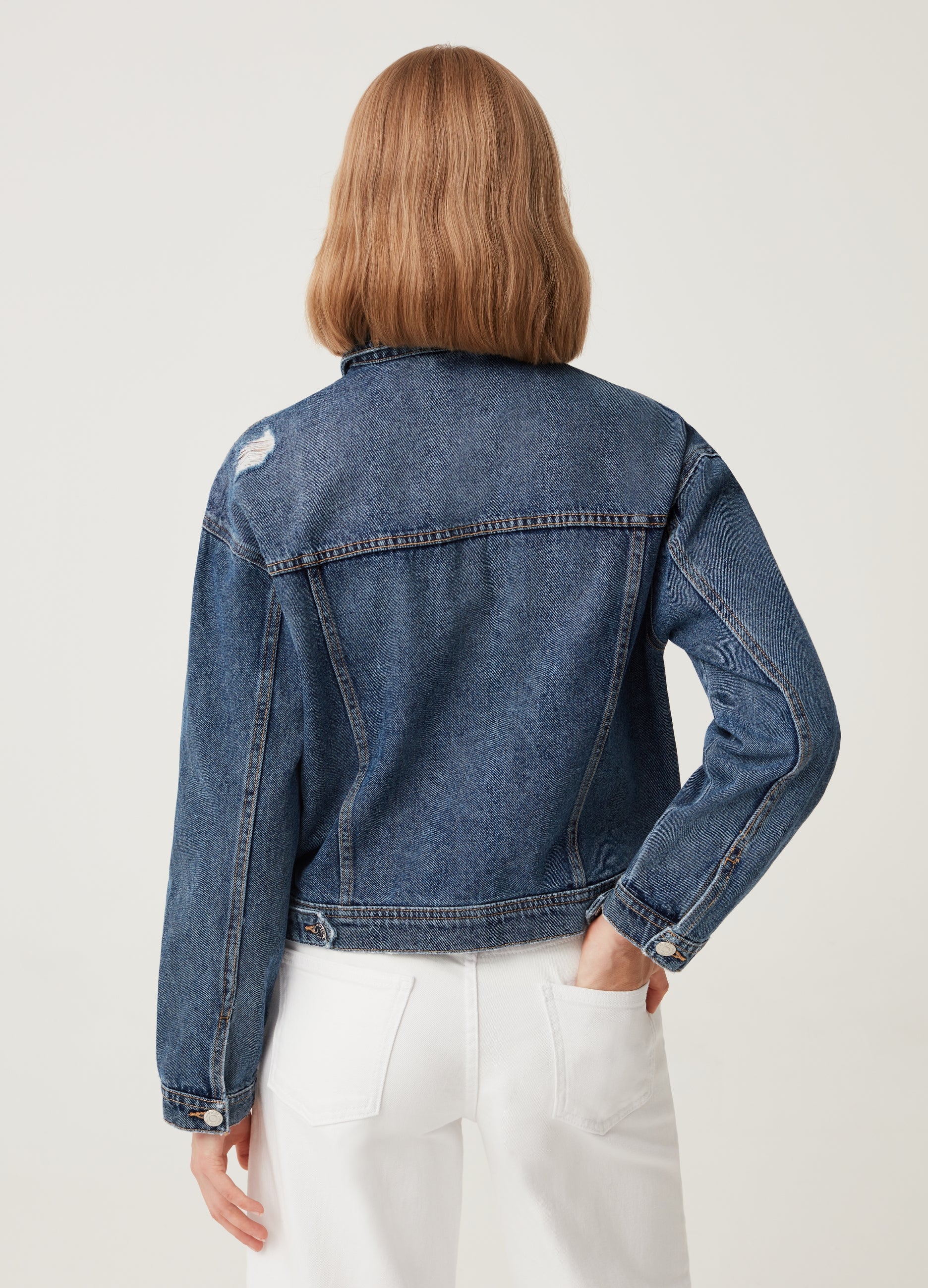Ovs Denim Jacket With Abrasions Ovs Denim Jacket With Abrasions