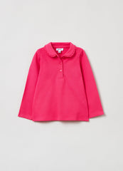 Ovs Kids Girl Pique Polo Shirt With Ruffled Collar