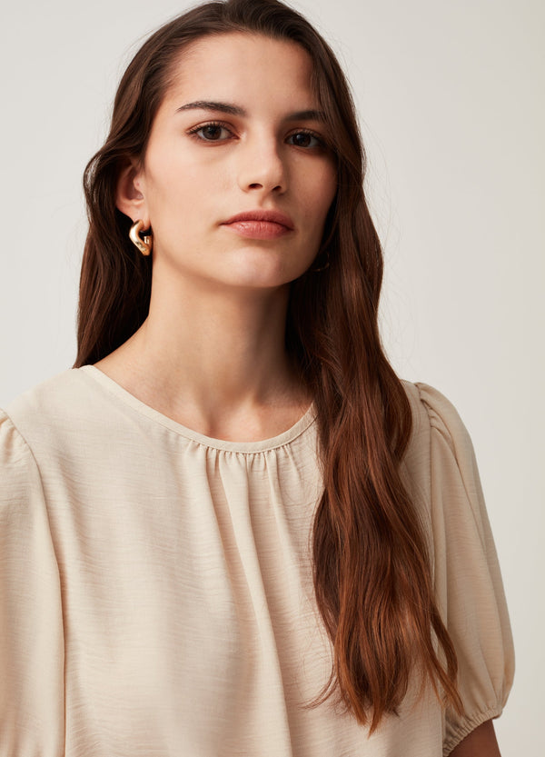 Ovs Crêpe Blouse With Puff Sleeves