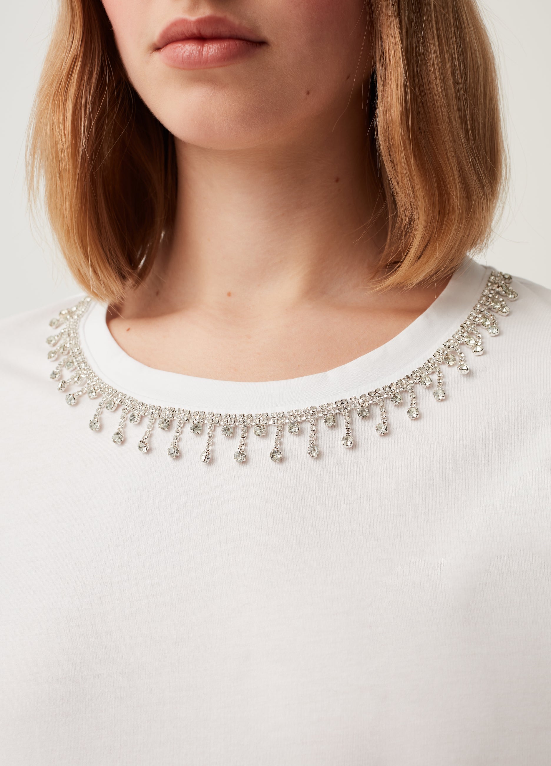 Ovs T-Shirt With Diamanté Design And Round Neck Ovs T-Shirt With Diamanté Design And Round Neck