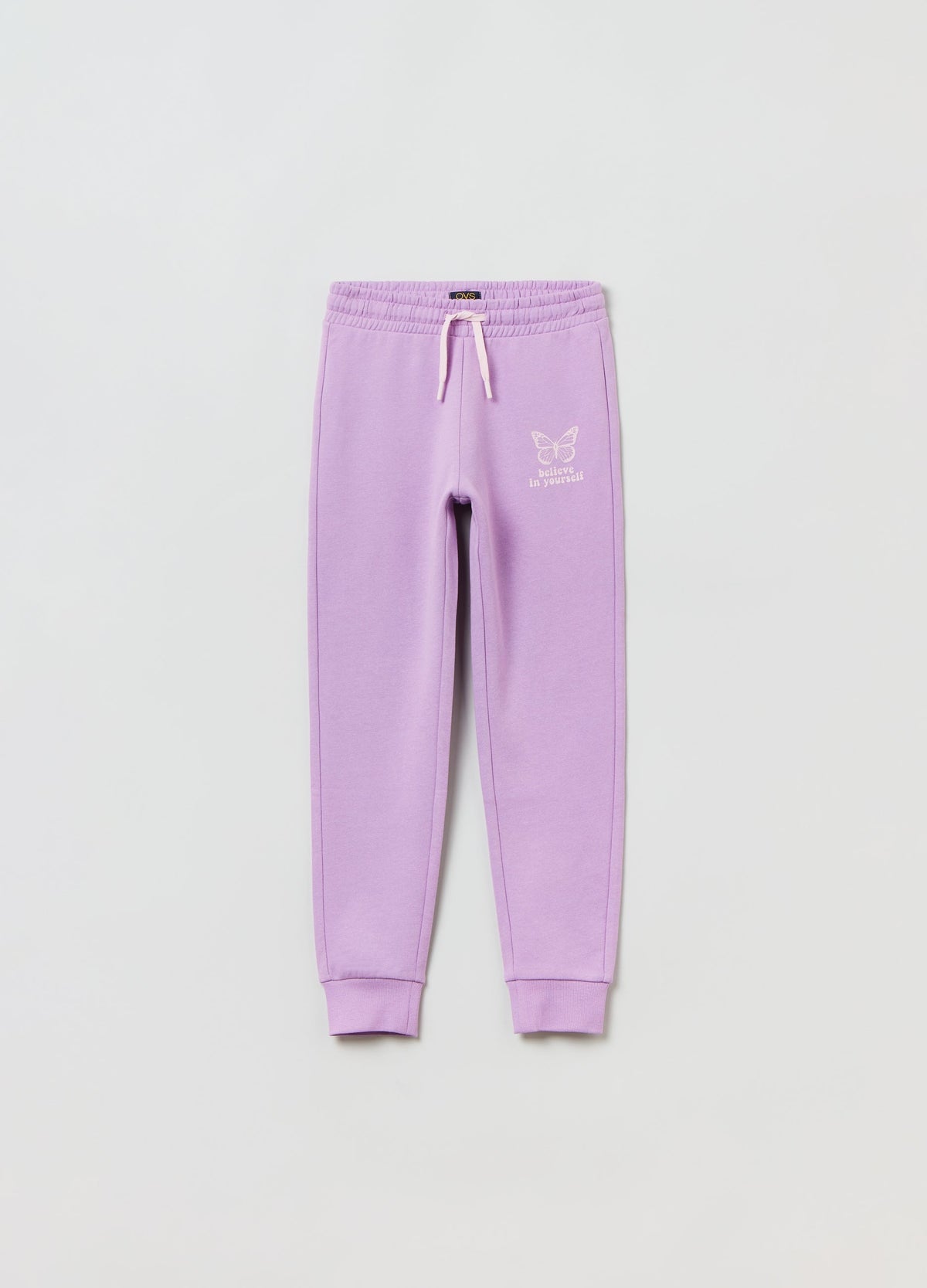 Ovs Kids Girl Plush Joggers With Butterfly Print