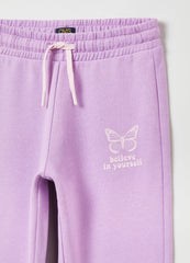 Ovs Kids Girl Plush Joggers With Butterfly Print