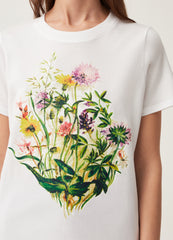 Cotton T-Shirt With Flower Print