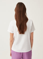 Cotton T-Shirt With Flower Print