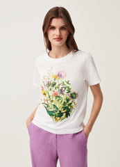 Cotton T-Shirt With Flower Print