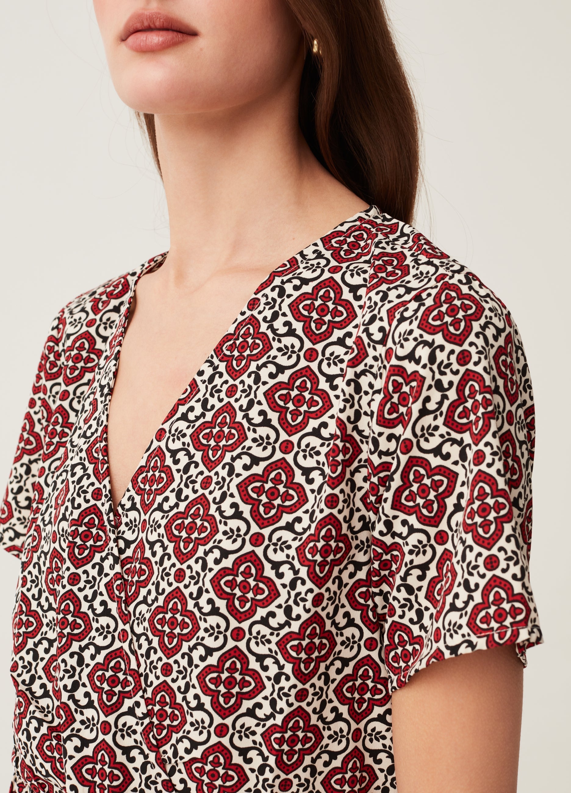 Ovs Short Tiered Dress With All-Over Print Ovs Short Tiered Dress With All-Over Print