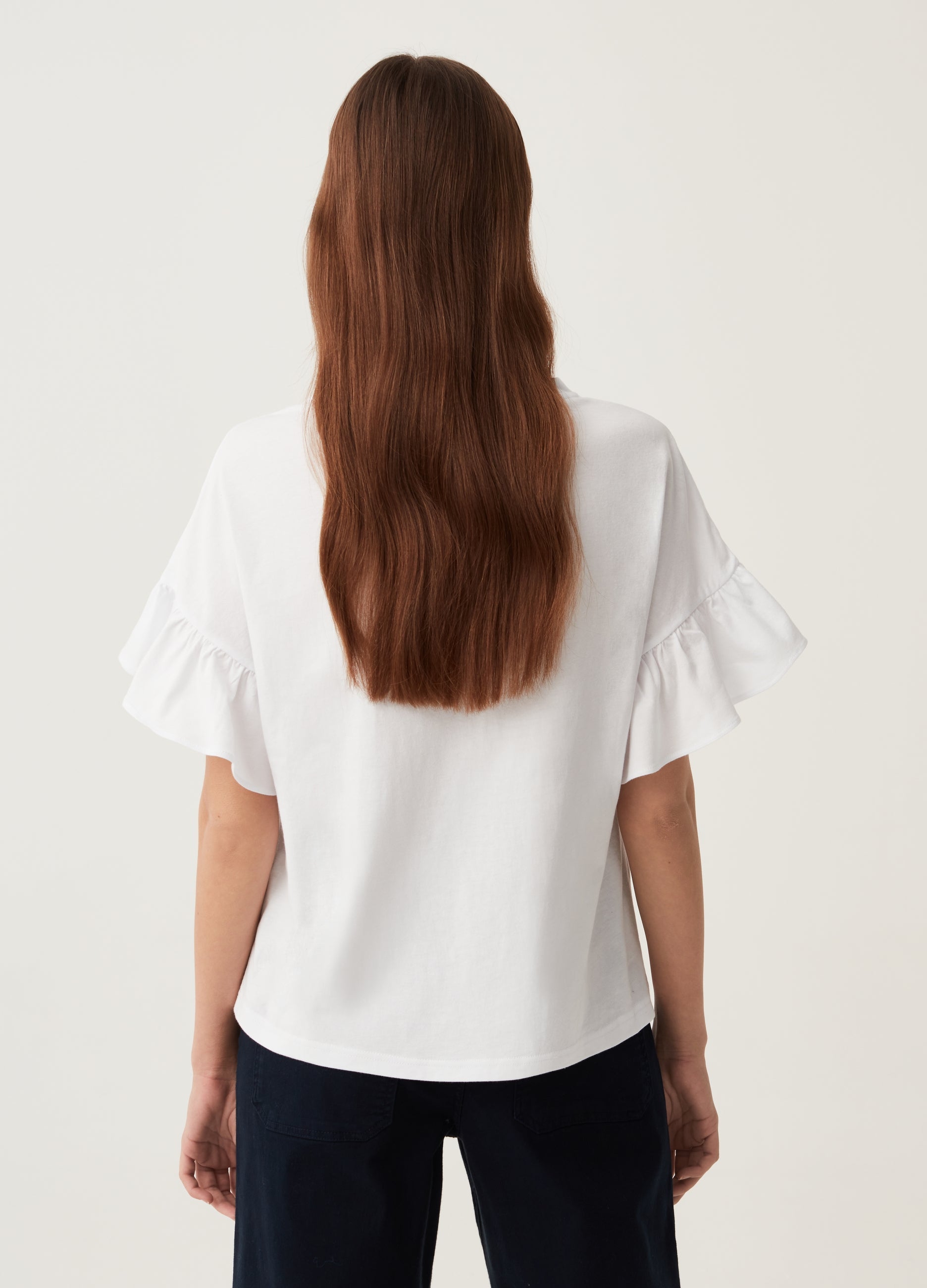 Ovs Cotton T-Shirt With Floral Embroidery Ovs Cotton T-Shirt With Floral Embroidery