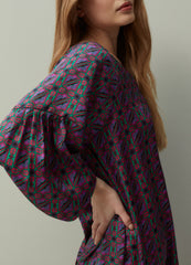 Ovs Piombo Short Dress In Satin With Majolica Pattern Print