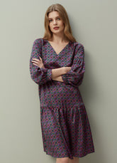 Ovs Piombo Short Dress In Satin With Majolica Pattern Print