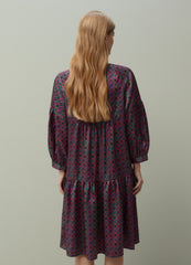 Ovs Piombo Short Dress In Satin With Majolica Pattern Print
