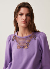 Ovs Round-Neck Sweatshirt With Crochet Insert
