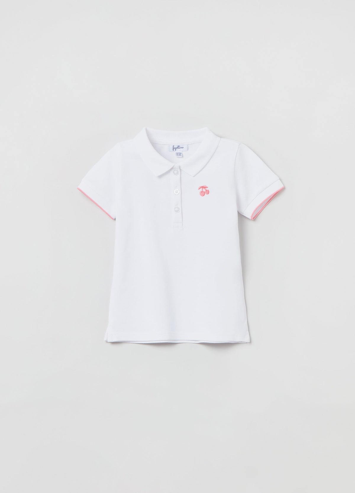 Ovs Pique Polo Shirt With Embroidered Cherries