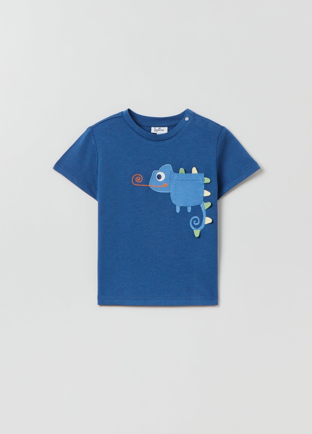 Ovs Cotton T-Shirt With Embroidered Chameleon