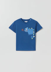 Ovs Cotton T-Shirt With Embroidered Chameleon