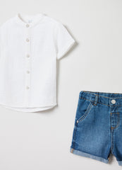 Ovs Denim Shirt And Shorts Set
