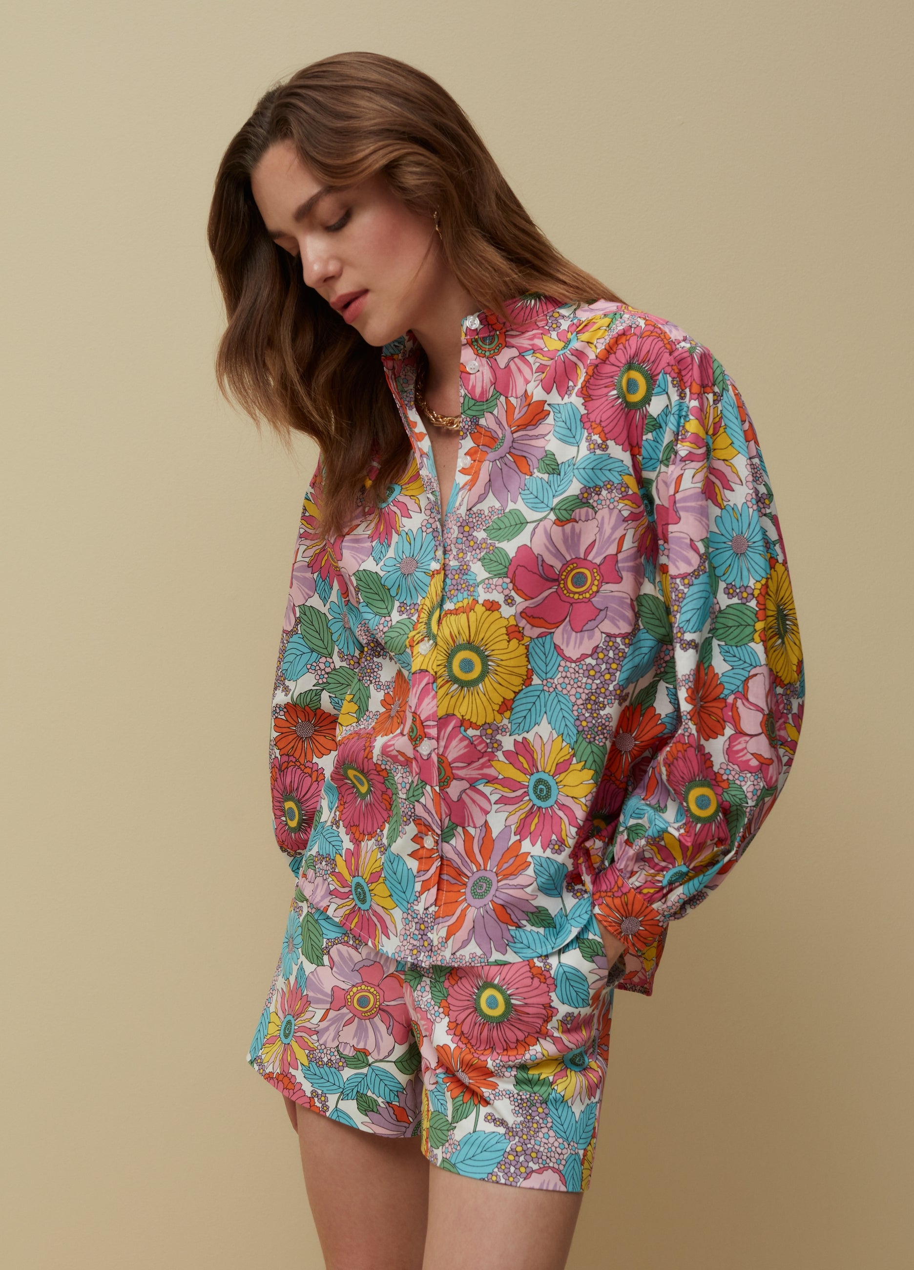 Ovs Cotton Shirt With Floral Print Ovs Cotton Shirt With Floral Print