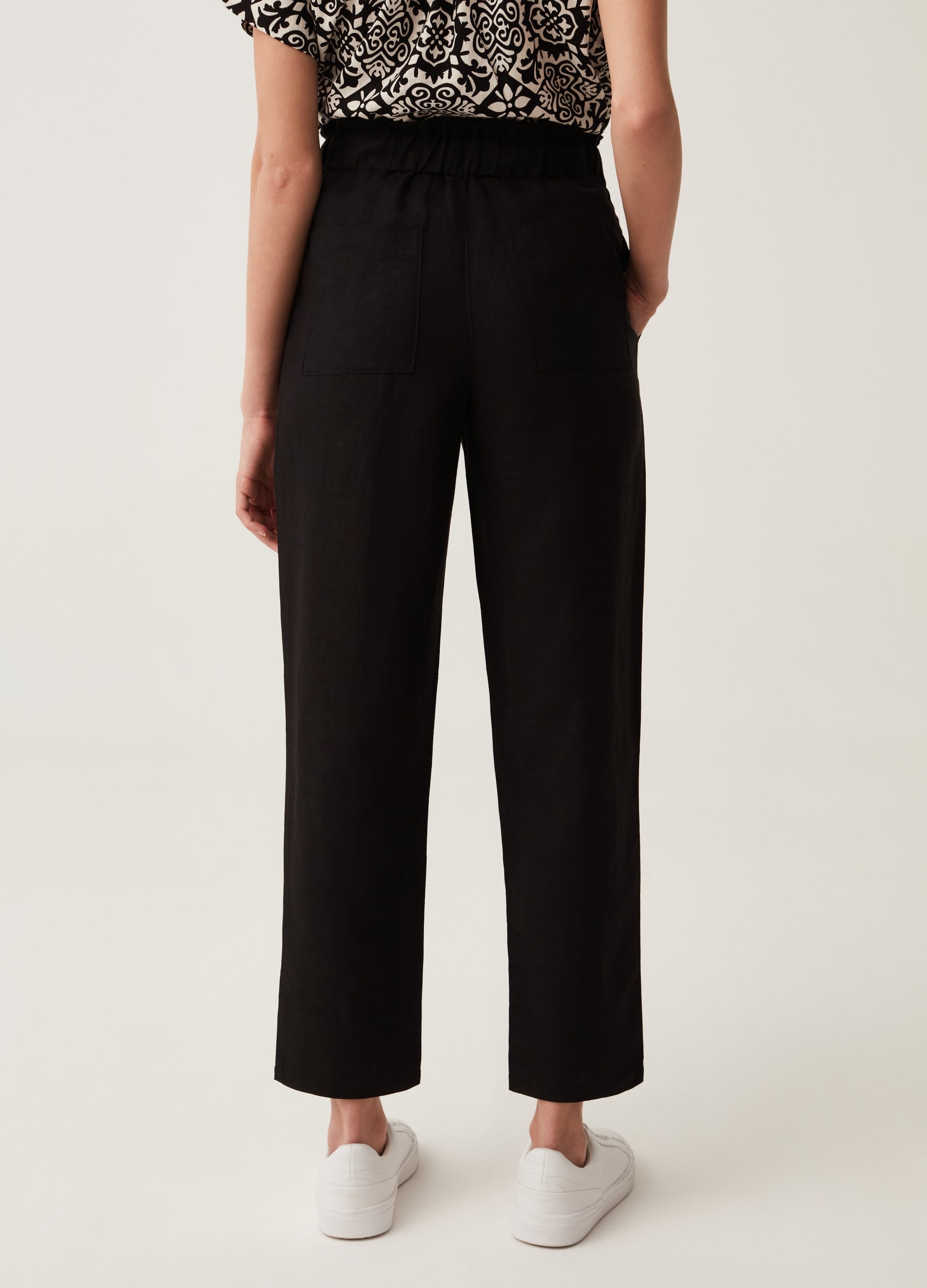 Ovs Paper Bag Trousers In Linen And Viscose Ovs Paper Bag Trousers In Linen And Viscose