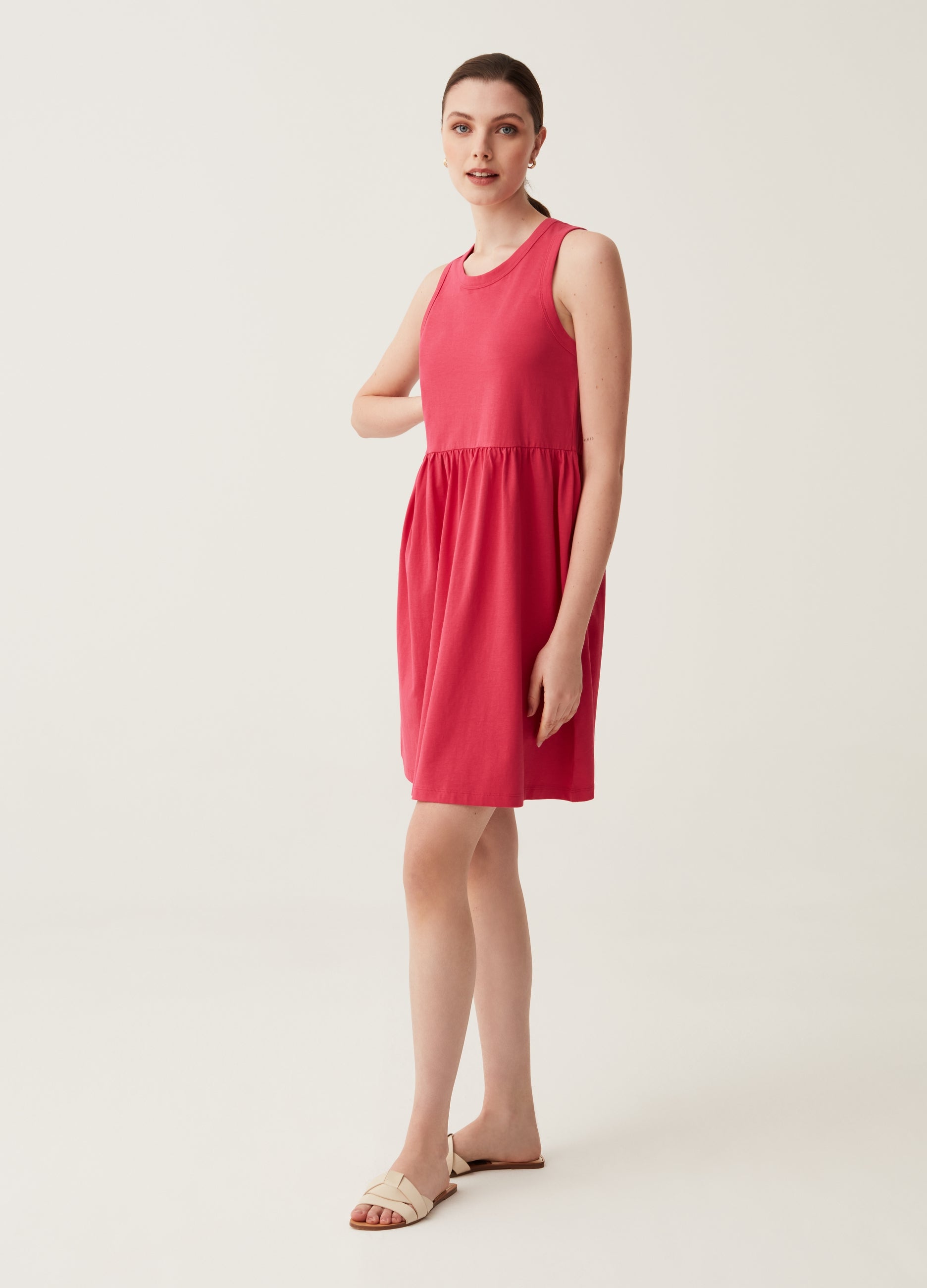 Ovs Short Sleeveless Dress In Cotton Ovs Short Sleeveless Dress In Cotton