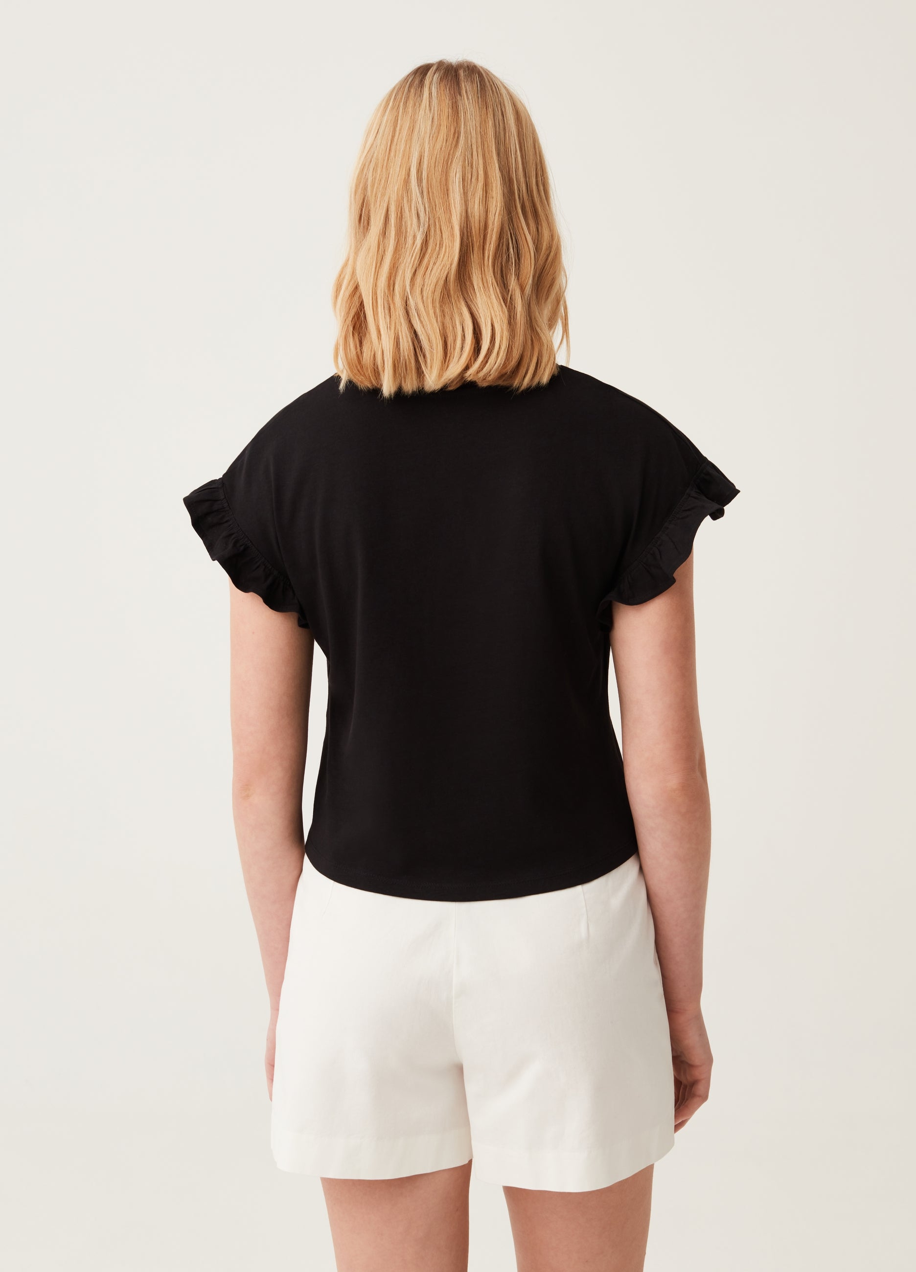 Ovs T-Shirt With Kimono Sleeves And Frills Ovs T-Shirt With Kimono Sleeves And Frills