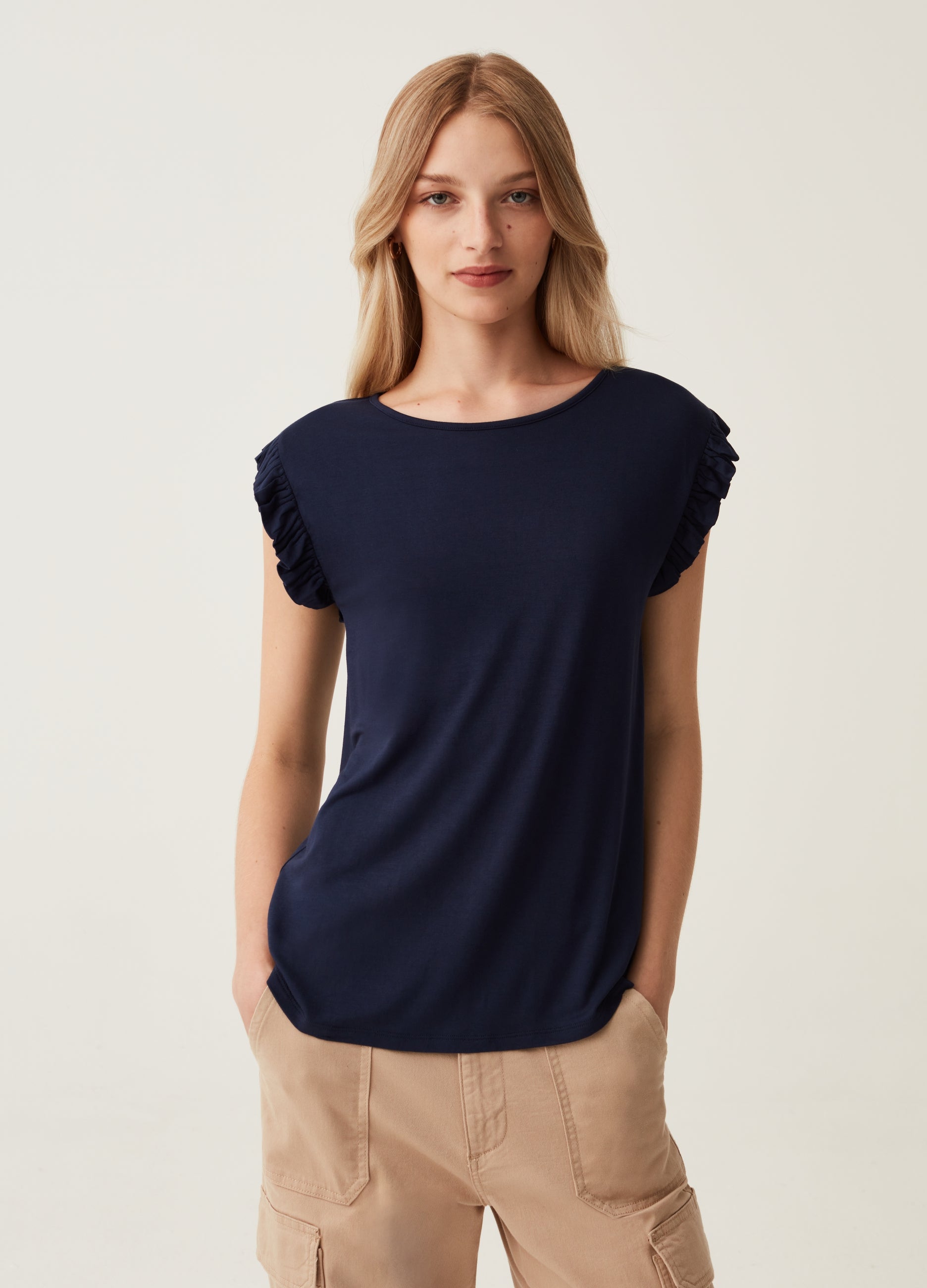 Ovs Sleeveless T-Shirt With Frills Ovs Sleeveless T-Shirt With Frills