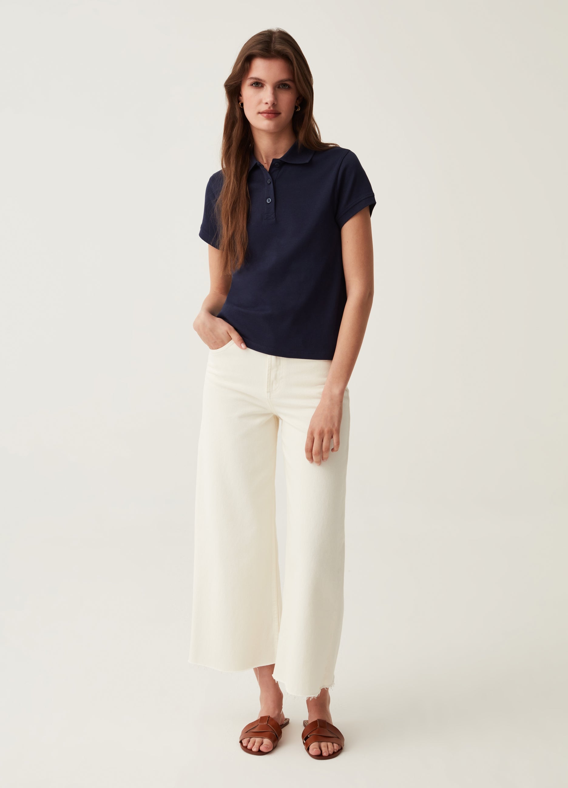 Ovs Solid Colour Cotton Polo Shirt Ovs Solid Colour Cotton Polo Shirt