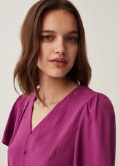 Ovs Short Dress In Viscose With V Neck