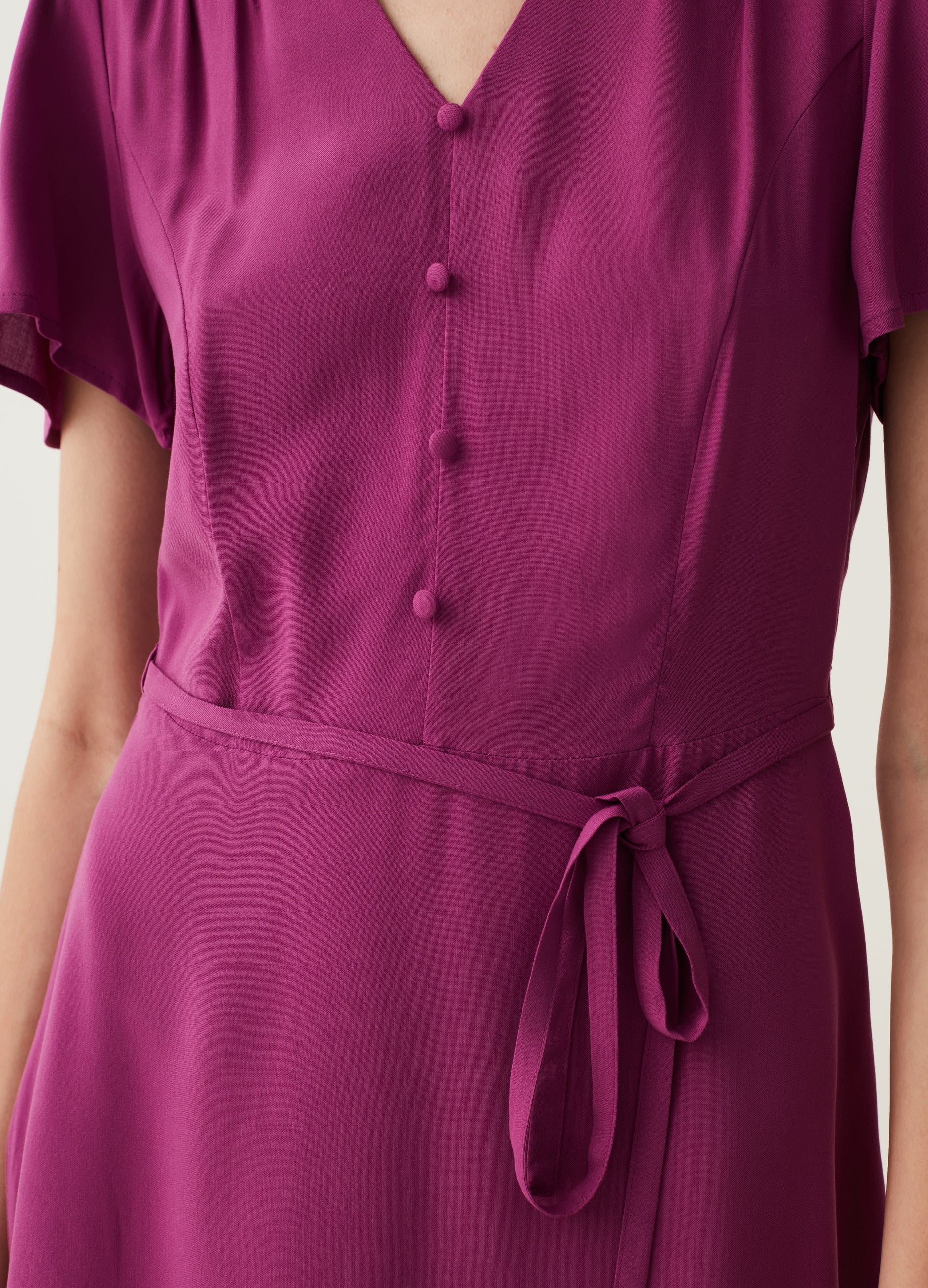 Ovs Short Dress In Viscose With V Neck Ovs Short Dress In Viscose With V Neck