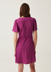 Ovs Short Dress In Viscose With V Neck