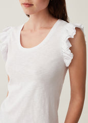 Ovs Tank Top In Slub Cotton With Flounce