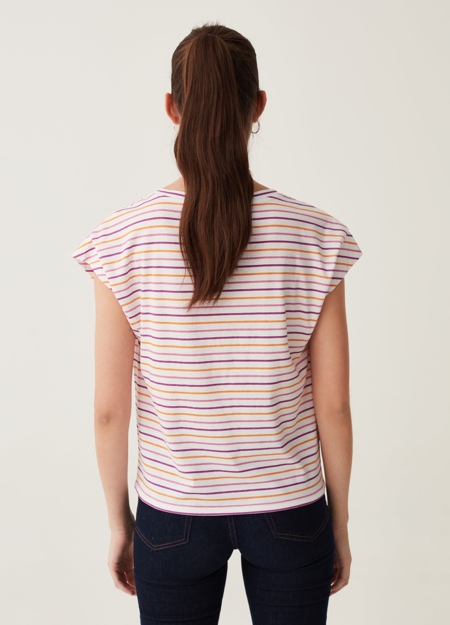 Ovs T-Shirt With Kimono Sleeves And All-Over Print Ovs T-Shirt With Kimono Sleeves And All-Over Print