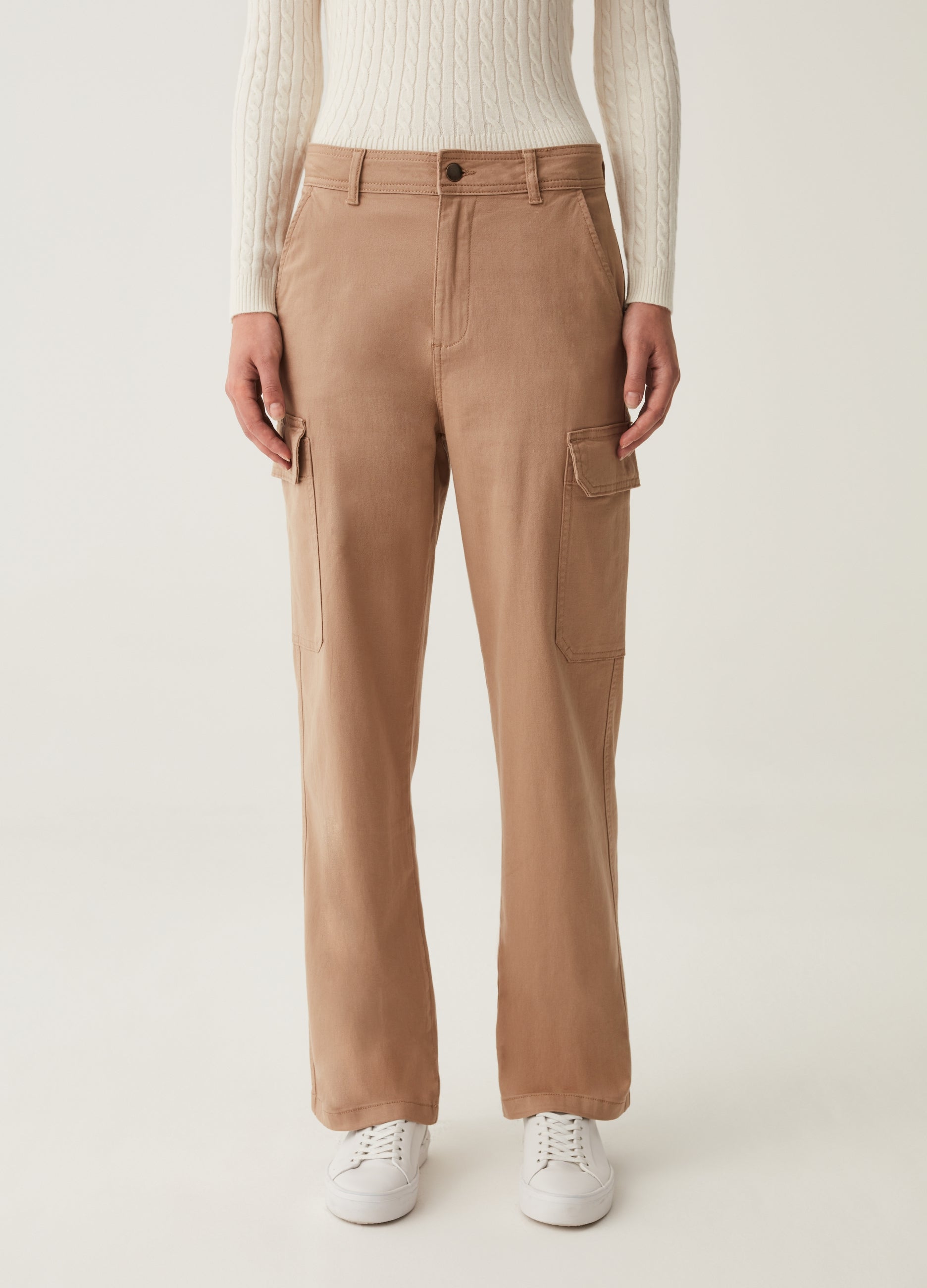 Ovs Cargo Trousers In Cotton Twill Ovs Cargo Trousers In Cotton Twill