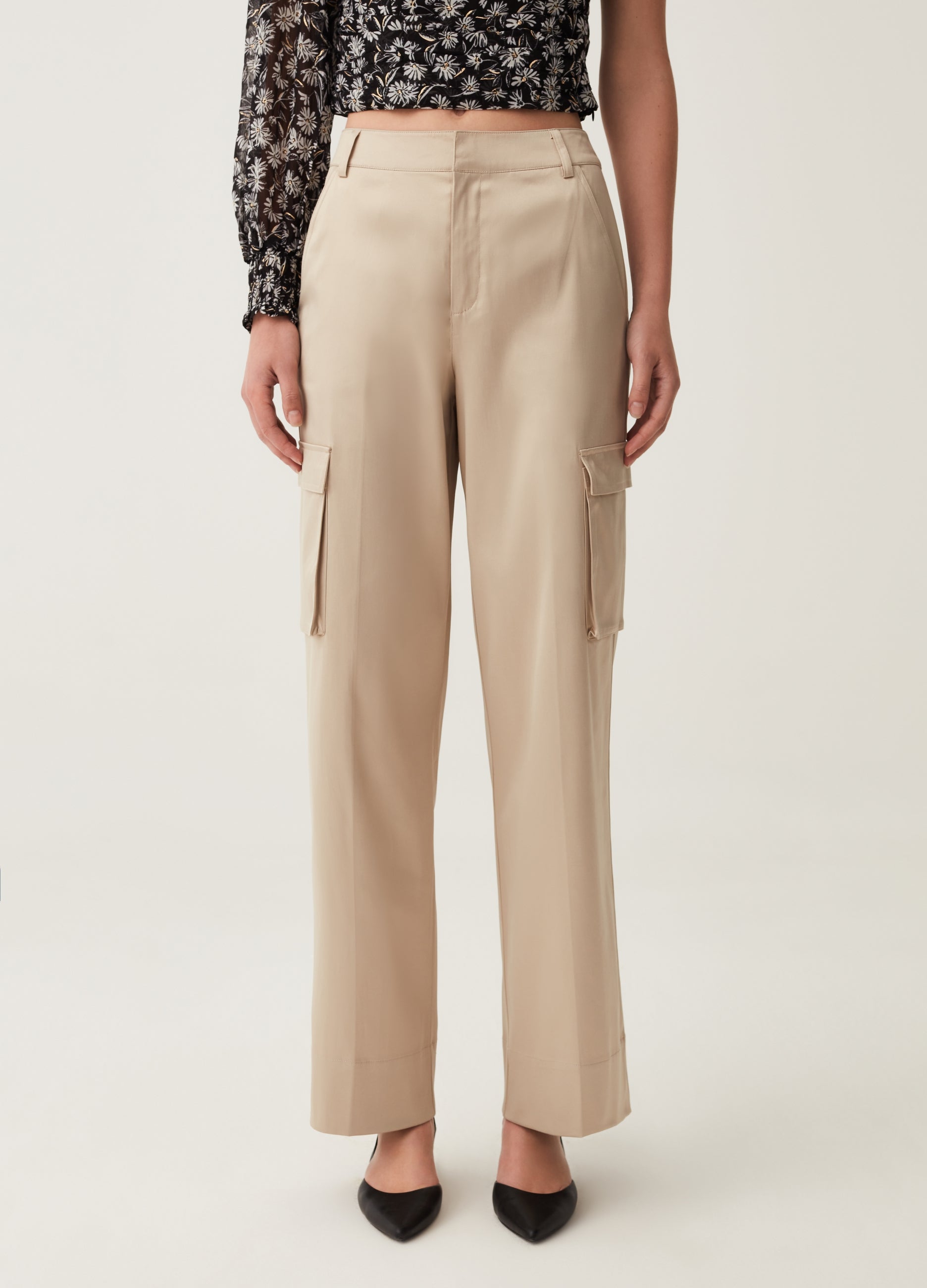 Ovs Cargo Trousers In Satin Ovs Cargo Trousers In Satin