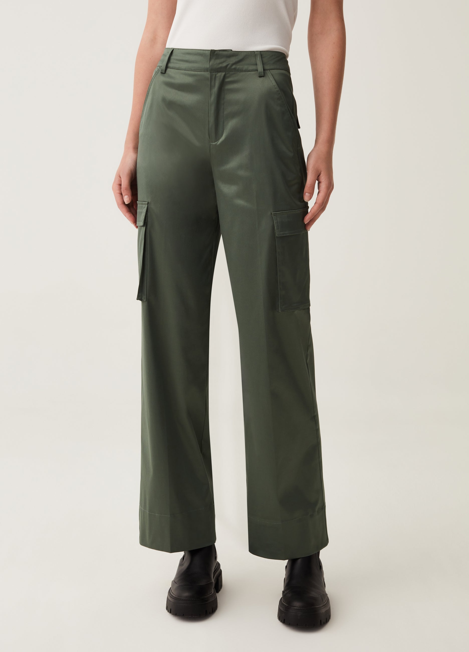 Ovs Cargo Trousers In Satin Ovs Cargo Trousers In Satin