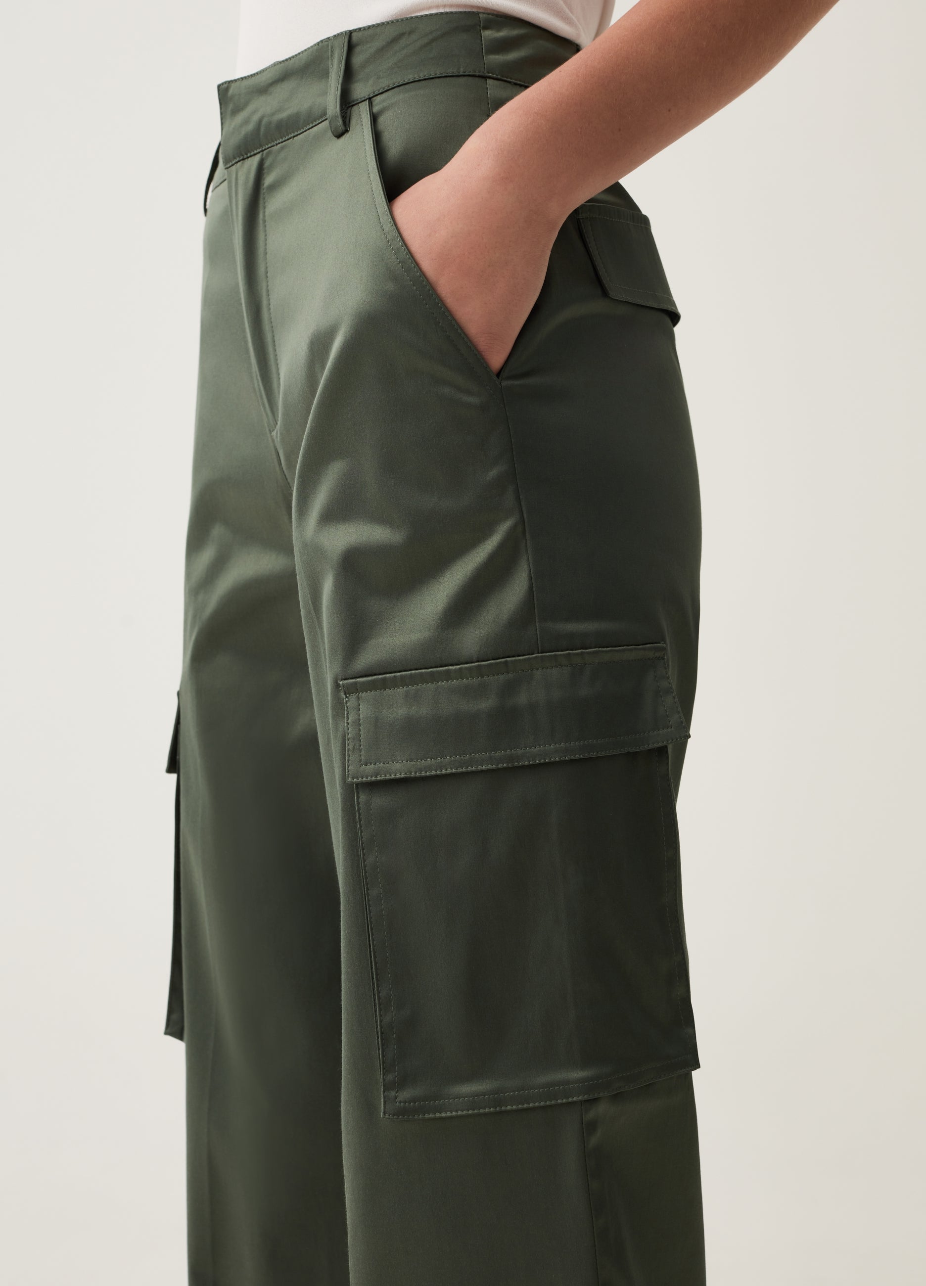 Ovs Cargo Trousers In Satin Ovs Cargo Trousers In Satin