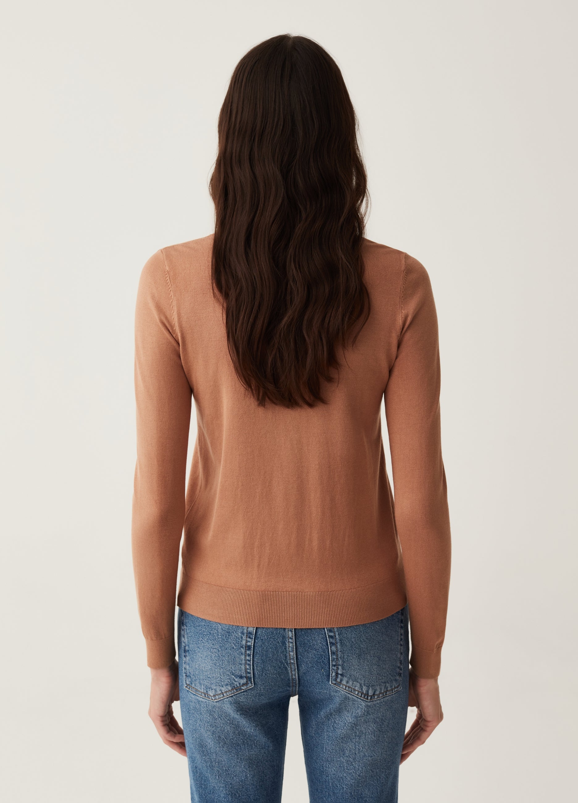 Ovs Solid Colour Cardigan With Round Neck Ovs Solid Colour Cardigan With Round Neck