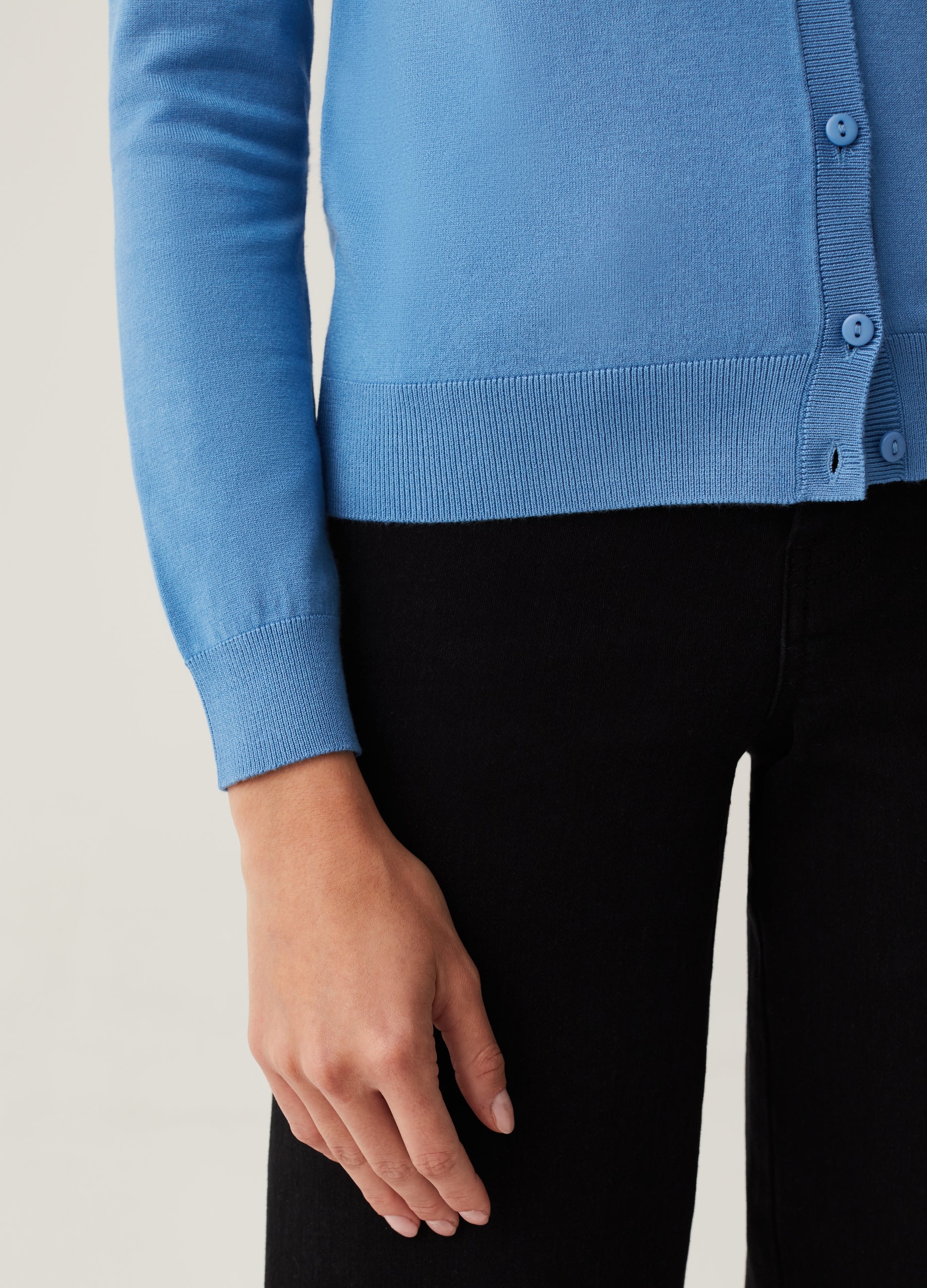 Ovs Solid Colour Cardigan With Round Neck Ovs Solid Colour Cardigan With Round Neck