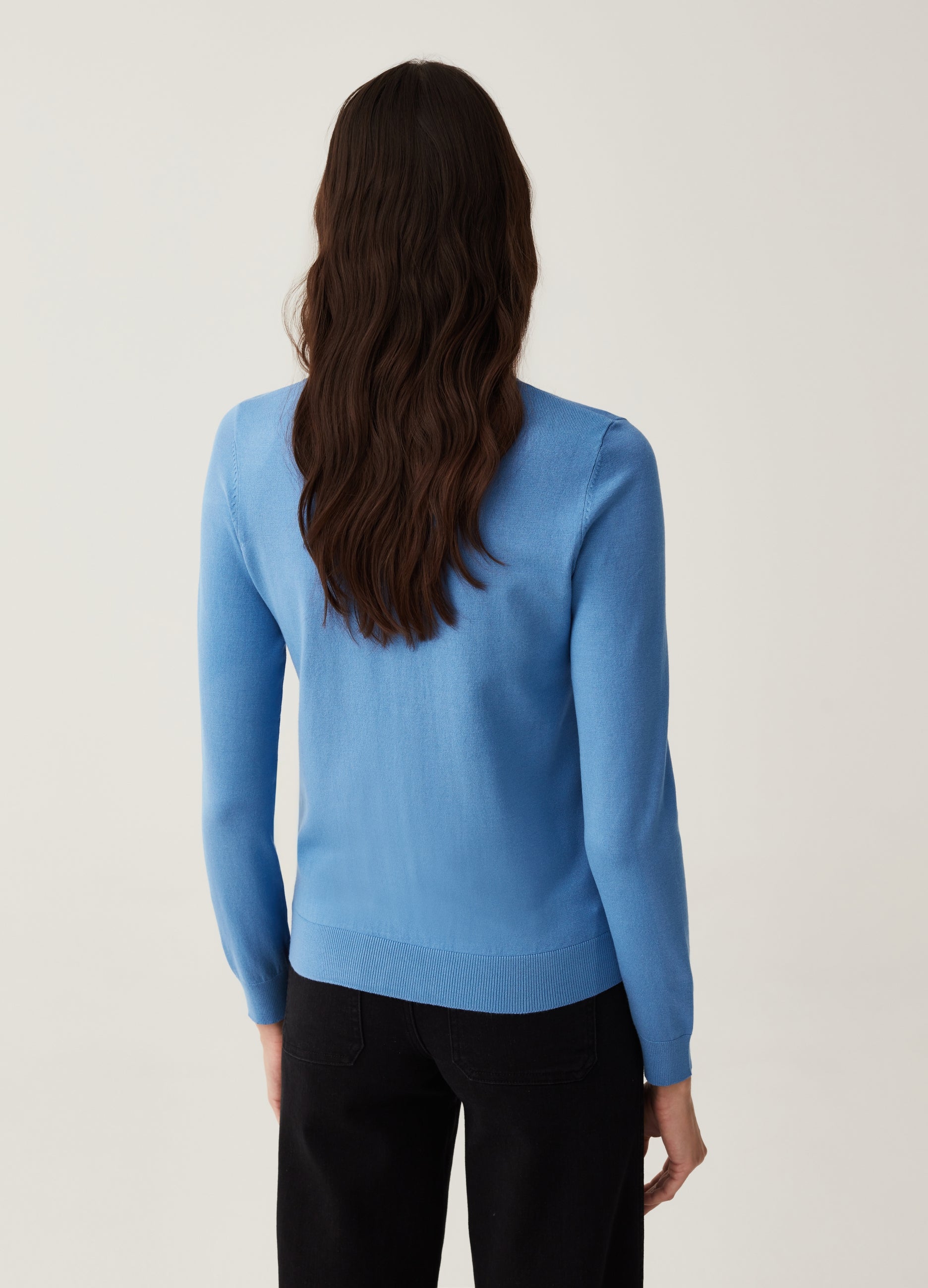 Ovs Solid Colour Cardigan With Round Neck Ovs Solid Colour Cardigan With Round Neck