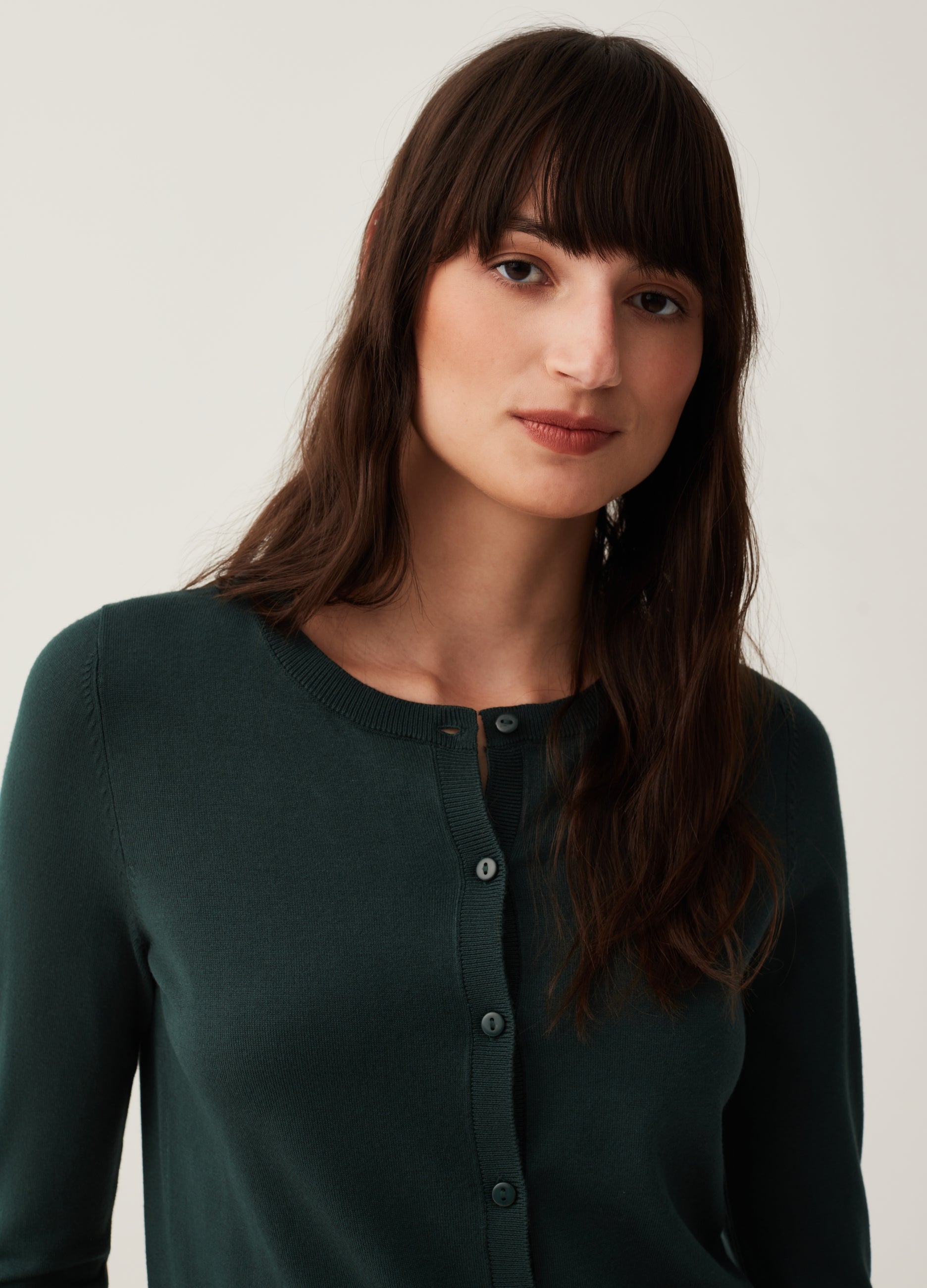 Ovs Solid Colour Cardigan With Round Neck Ovs Solid Colour Cardigan With Round Neck