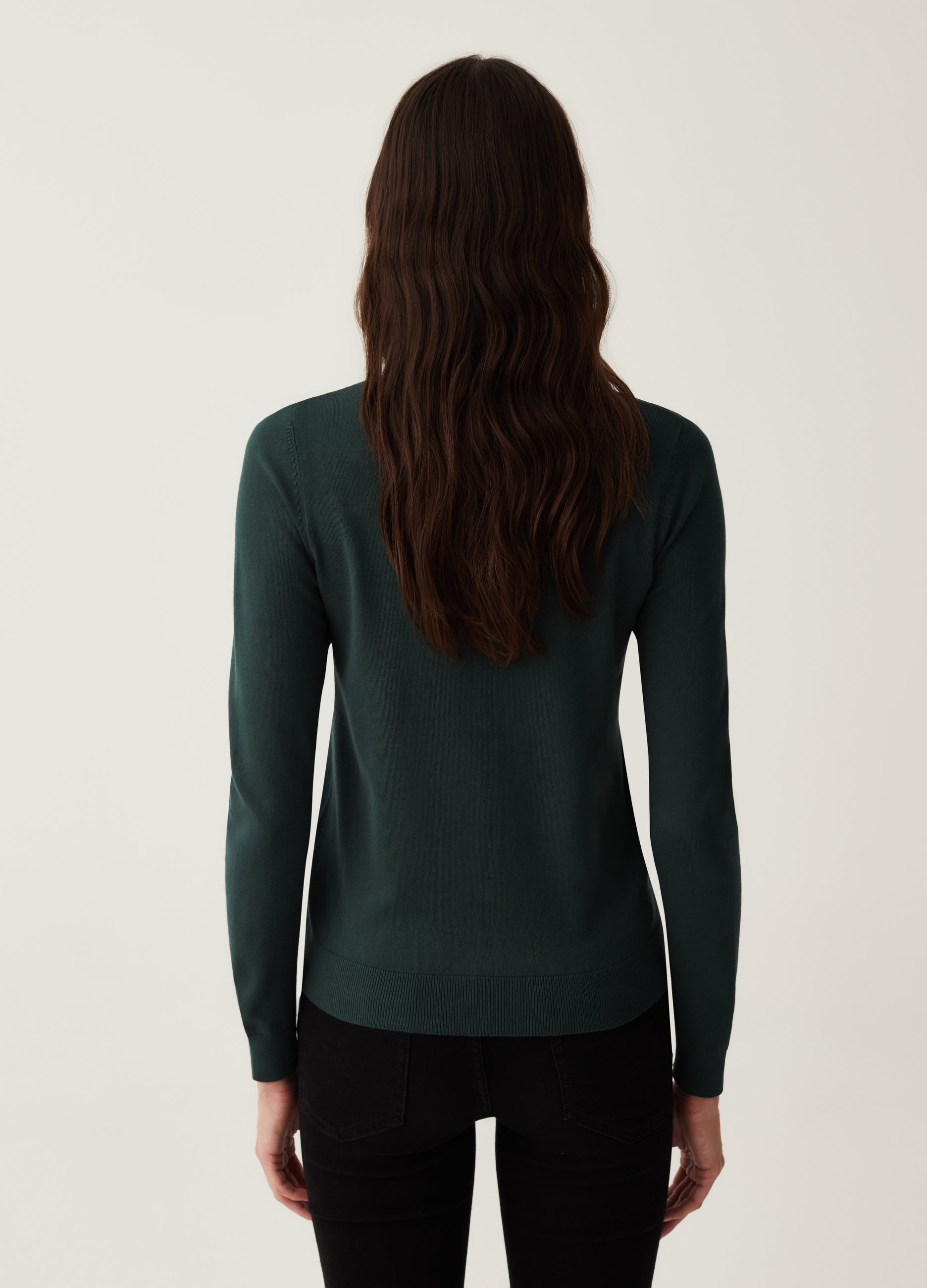 Ovs Solid Colour Cardigan With Round Neck Ovs Solid Colour Cardigan With Round Neck