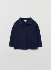 Ovs Cotton Polo Shirt With Long Sleeves
